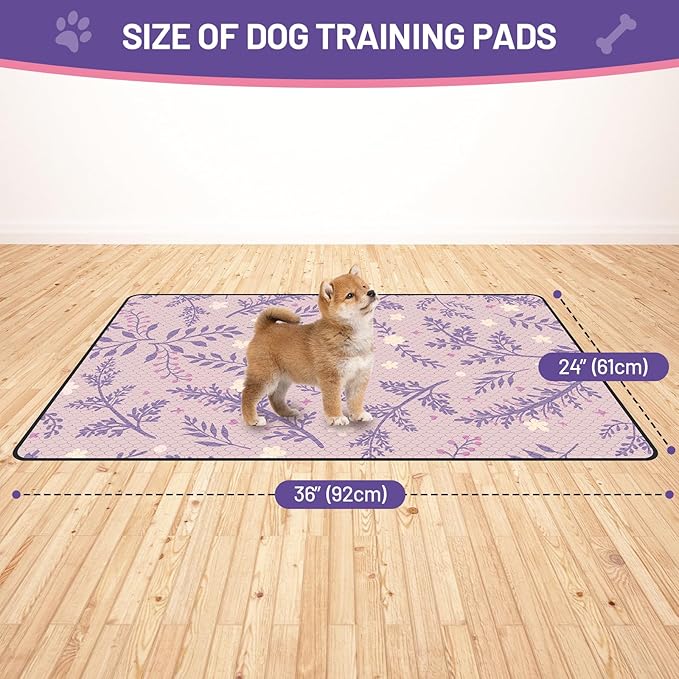 Washable Dog Pee Pads - Absorbent Reusable Puppy Training Pads, Waterproof Leak - Proof & Non - Slip for Crate Whelping Potty Training 24x36 (Pack of 2)