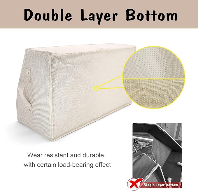 PET ARTIST Sturdy Collapsible Dog Organization and Storage Basket Accessible,Cute Dog Toy Storage with Handles,Dog Toy Box Bin Large for Chew Toys,Clothes,Squeak Toys,Beige