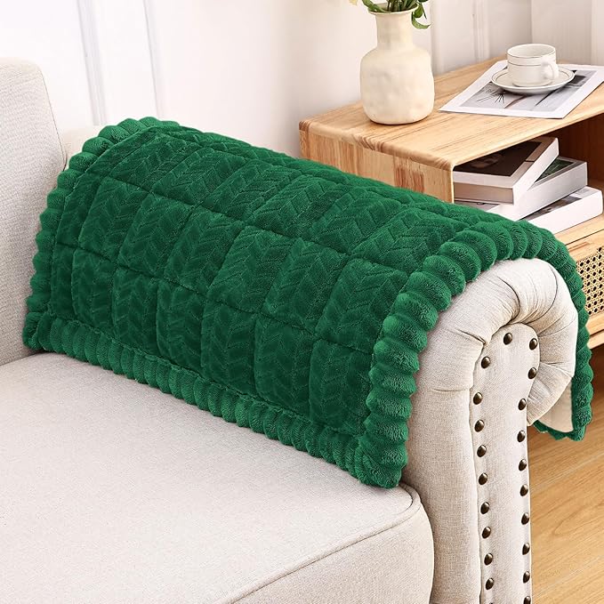 Smiry Non Slip Couch Armrest Covers for Dogs, Fuzzy Pet Couch Arm Covers for Sofa Pet Friendly, Soft Sofa Slipcovers Recliner Chair Arm Protector Washable (Turquoise, 27.6" x 27.6")
