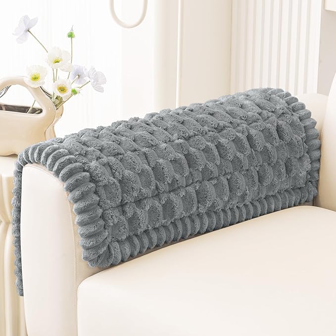 Smiry Pet Couch Cover for 3 Cushion Sofa, Non-Slip Fuzzy Couch Cover for Dogs Washable, Thick Soft Sofa Slipcovers Cushion Protector Pet Friendly (Grey, 27.6" x 27.6")
