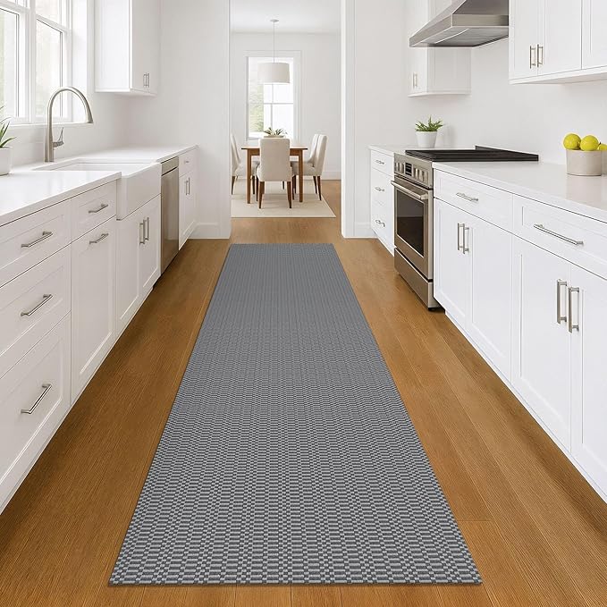 KOZYFLY Washable Runner Rug 3x10 ft Hallway Kitchen Runner Rugs with Rubber Backing Bobo Non Slip Entryway Runner Indoor, Long Carpet Runners for Hall Kitchen Entryway, Grey/Charcoal Grey