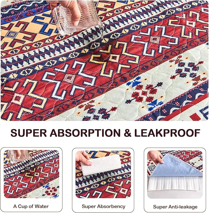 Qeils Washable Pee Pads, Reusable Puppy Pads Super Absorbent Leakproof Dog Training Pads, Non-Slip Wee Wee Pads for Crate, Floor, Potty Pads Feeding Mat Dog Pee 2 Pack 36"x41"