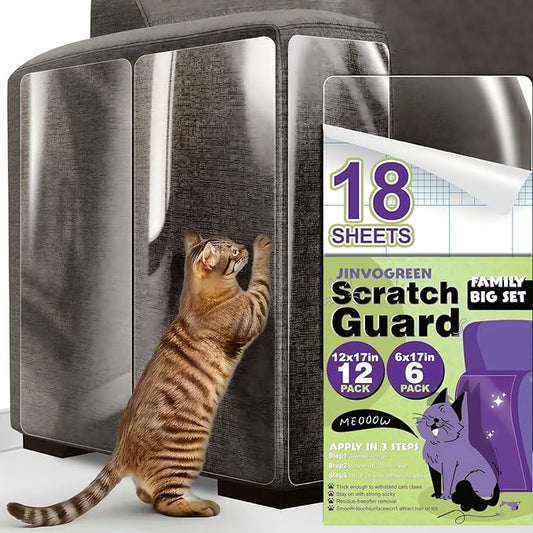 Large Cat Scratch Furniture Protector, 18 Pcs Clear Anti Cat Scratch Protector, Self-Adhesive Furniture Cat Scratch Protector, 17in
