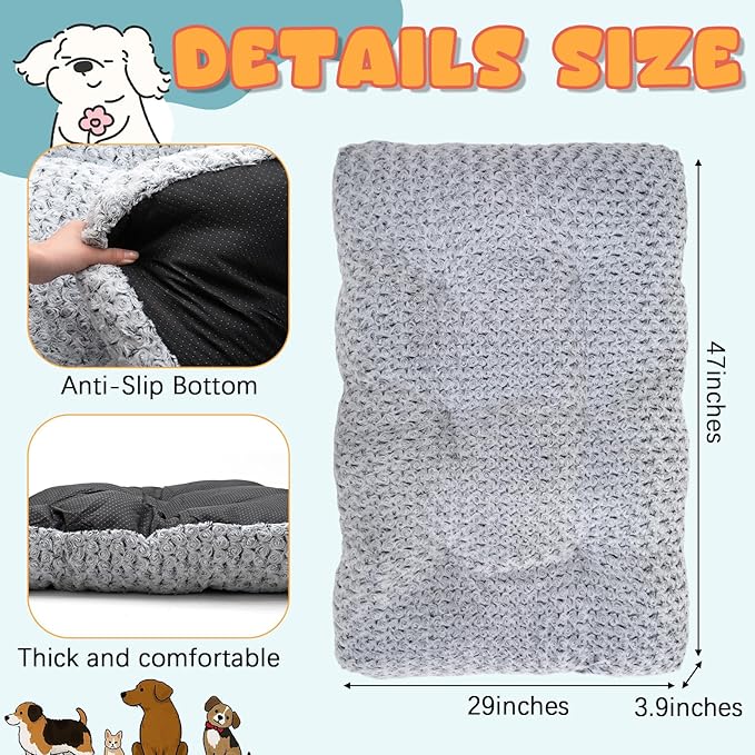 BBTO 47 x 29 Inches Extra Thick Dog Bed for Car Trunk SUV, Non-slip SUV Cargo Liner, Large Size Dog Blanket Mat Pet Backseat Cover with Anti Slip Sticker Travel Hair Resistant Backseat Extenders Cover