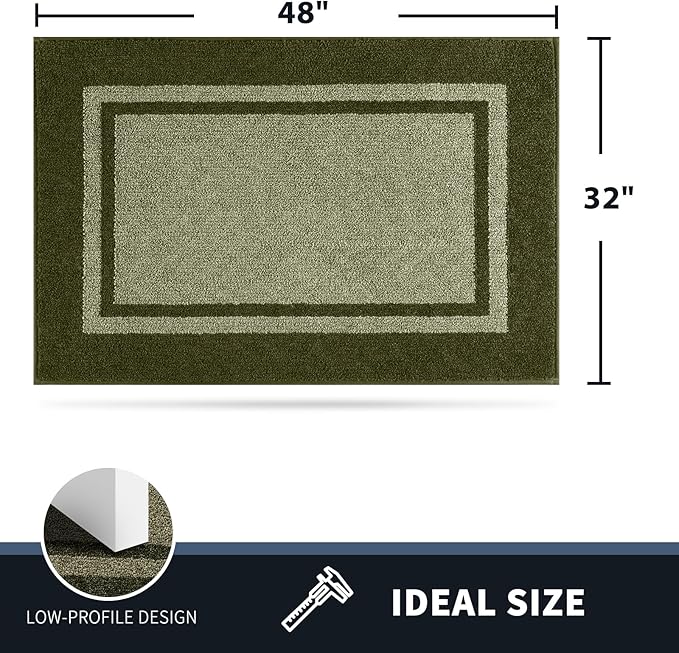 PURRUGS Dirt Trapping Door Mat 32" x 48", Non-Slip Machine Washable Entryway Rug, Entrance Mat, Indoor Front Door Mat, Super Absorbent Entry Rug for Muddy Shoes & Paws, Budding Green & Sage Green