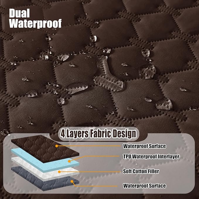 Smiry Waterproof Dog Bed Cover Blanket, Soft Reversible Pet Blanket, Washable Leakproof Cats Dogs Couch Cover for Sofa, Couch, Furniture, Plaid (40x50 Inch, Chocolate/Dark Grey)