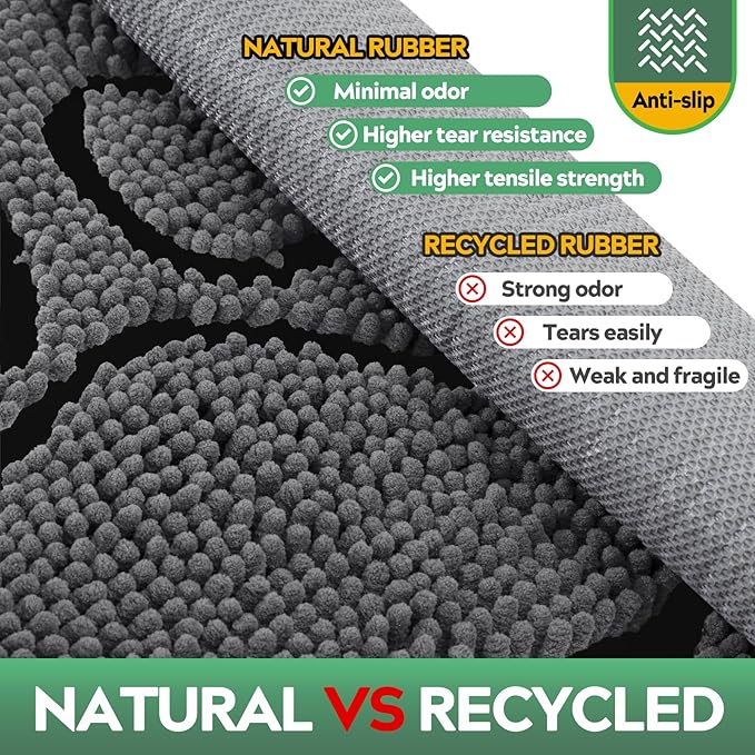 Dog Door Mat for Muddy Paws, Pet Rug Chenille Absorbent Outdoor Doormat 48"x 30", Non Slip Heavy Indoor Doormat Soft Front Inside Doormats for Entryway, Mud Paws, Patio,Dog Paw Black Grey