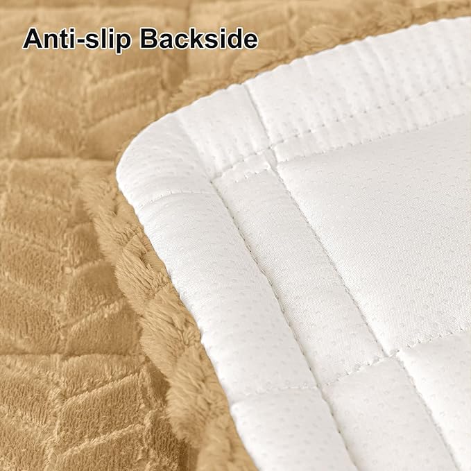Smiry Non Slip Couch Covers for Dogs, Fuzzy Pet Couch Covers for 2-3 Cushion Sofa Pet Friendly, Soft Sofa Slipcovers Cushion Furniture Protector Washable (Camel, 43" x 63")