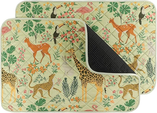 IEUUMLER Washable Pee Pads for Dogs, 2 Pack Forest Pattern Reusable Waterproof Puppy Pads, Non-Slip Super Absorbent Dog Training Pad for Playpen Crate Bed EU013 Green Jungle, 40x28
