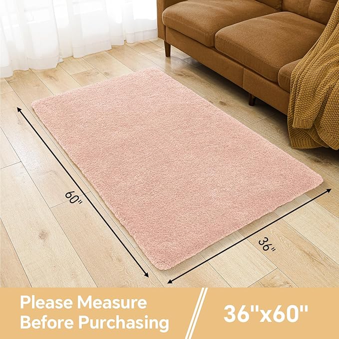 Dusty Pink Bathroom Rugs 36"x60" - Extra Large Microfiber Bath Mat, Non Slip Absorbent and Washable Bathroom Rug, Plush Fluffy Floor Mat - Ideal for Spacious Bathrooms or Bedrooms