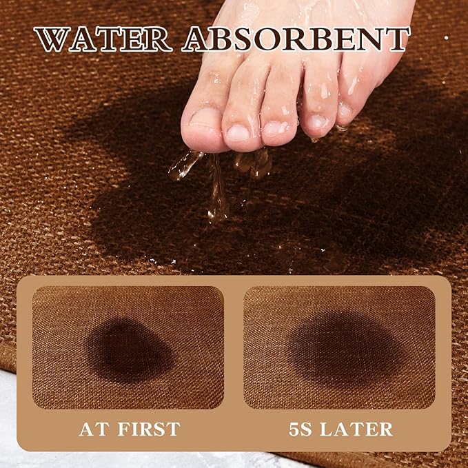 chakme Bathroom Rugs Mat 59x17, Ultra Thin Bath Rug Non Slip Runner Quick Dry Absorbent Bath Mat for Bathroom, (Rust, 59"x17")