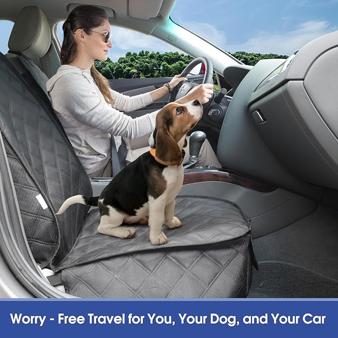 ALLANSING Front Seat Cover with Side Flaps - Waterproof, Durable Captain Seat Protector for Dogs & Humans, Protects from Dirt, Fur, Scratches, Fits Cars, SUVs, Trucks, Minivans(1-Pack)