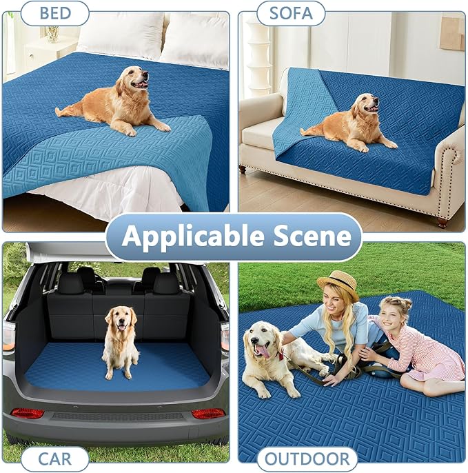 hyha Waterproof Dog Blanket, Soft Pet Bed Blankets, Waterproof Sofa Couch Cover for Dogs Washable, Reversible Pet Couch Covers for Sofa Furniture (40x50 Inch, Navy Blue/Blue)