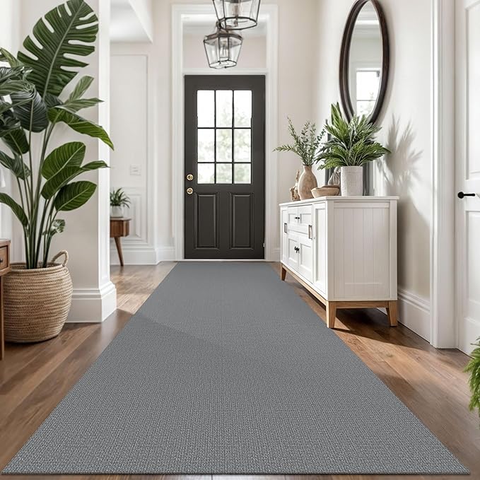 KOZYFLY Washable Runner Rug 3x14 ft Hallway Kitchen Runner Rugs with Rubber Backing Bobo Non Slip Entryway Runner Indoor, Long Carpet Runners for Hall Kitchen Entryway, Grey