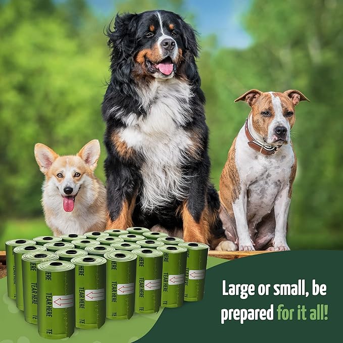Reli. Biodegradable Dog Poop Bags w/Holder (360 Count - 24 Rolls) | 9x13" Large Dog Bags for Poop w/Dispenser | Green Eco-Friendly | Oxobiodegradable Pet Waste Disposal Refills (Unscented) (Pack of 2)