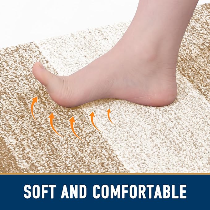 Smiry Dog Door Mat for Muddy Paws, Absorbs Moisture and Dirt, Low-Profile Entryway Mat with Non-Slip Backing, Entry Indoor Outdoor Doormat for Inside Floor (47x24 Inches, Beige, Striped)