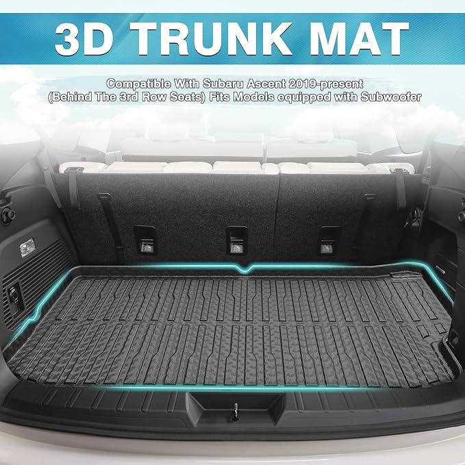 Mixsuper Cargo Liner for Subaru Ascent 2019-2026, Behind The 3rd Row Seats, Trunk Mat for Ascent Accessories Cargo Mat Rear Trunk Liner Black
