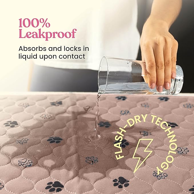 Super Absorbent Washable Pee Pads for Dogs - 2-Pack Superior Reusable Puppy Pads Pet Training Pads –100% Waterproof Dog Pee Pad Protects Against Urine Leakage Non-Slip Grip Prevents Slipping& Bunching