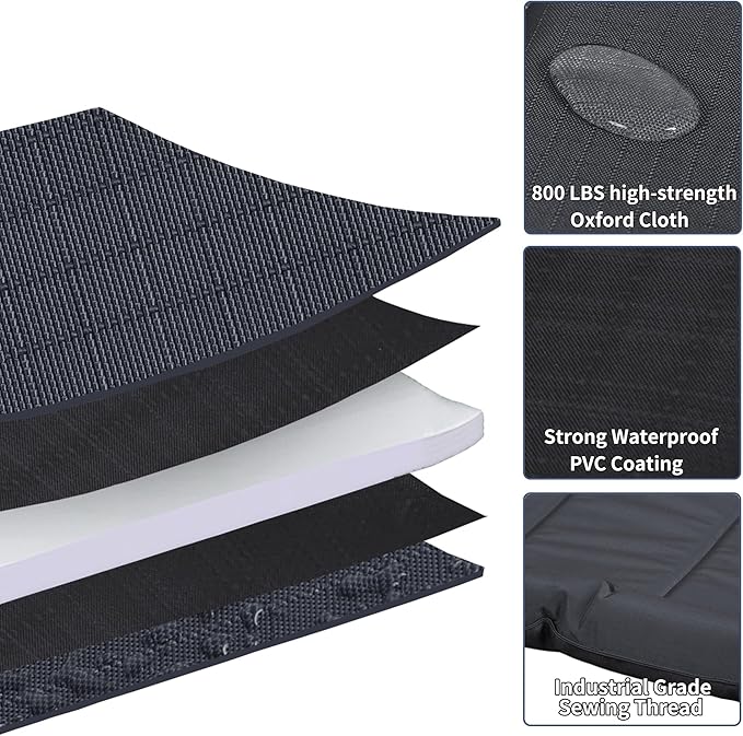 Durable Outdoor Dog Bed with Pillow Around Curling Sleep Fully Waterproof Indoor Cat Bed Crate Mat Stable Kennel Pad, for Pets (Charcoal, XX-Large(48 * 31in))