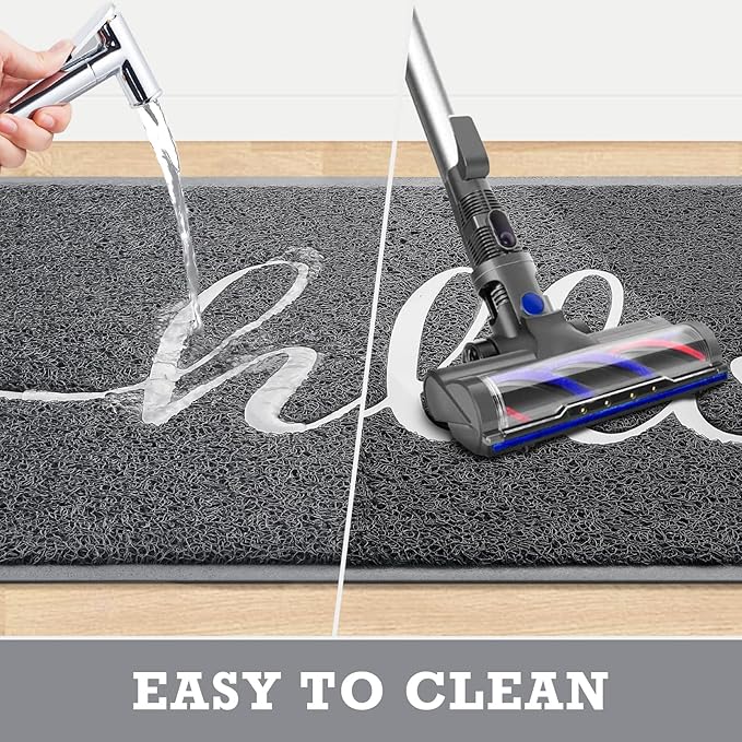 Door Mat Hello Mats Outdoor Indoor Non-Slip Doormat for Entryway Low-Profile Floor Mat for Yard, Garage, High Traffic Areas (36"x24", Grey)