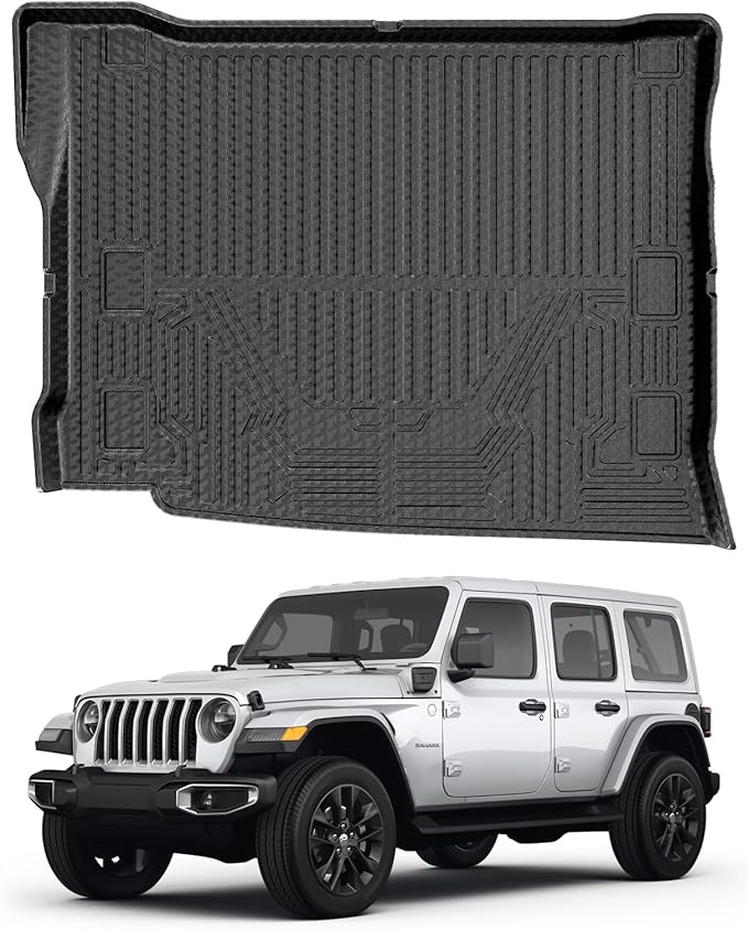 Mixsuper Cargo Liner for 2021-2025 Jeep Wrangler 4XE, All Weather Cargo Mat for Wrangler 4XE Rear Trunk Liner Black (Not for 2 Door or JL Unlimited Models)