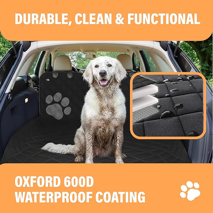 Active Pets Cargo Liner for Dogs, Durable Non Slip Vehicle Seat Cover, Protects Against Dirt & Fur, Pet Cargo Liner for SUV & Trucks, Large Size Trunk Cover for Dogs Universal Fit - Black