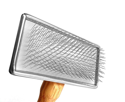 Claw Claws Pet Slicker Brush for Medium Dogs, Wooden Handle with Stainless Steel Soft Pins, Gently Remove Tangled, Loose Undercoat and Mats Hair, Pet Grooming Brush Tool (6.6")