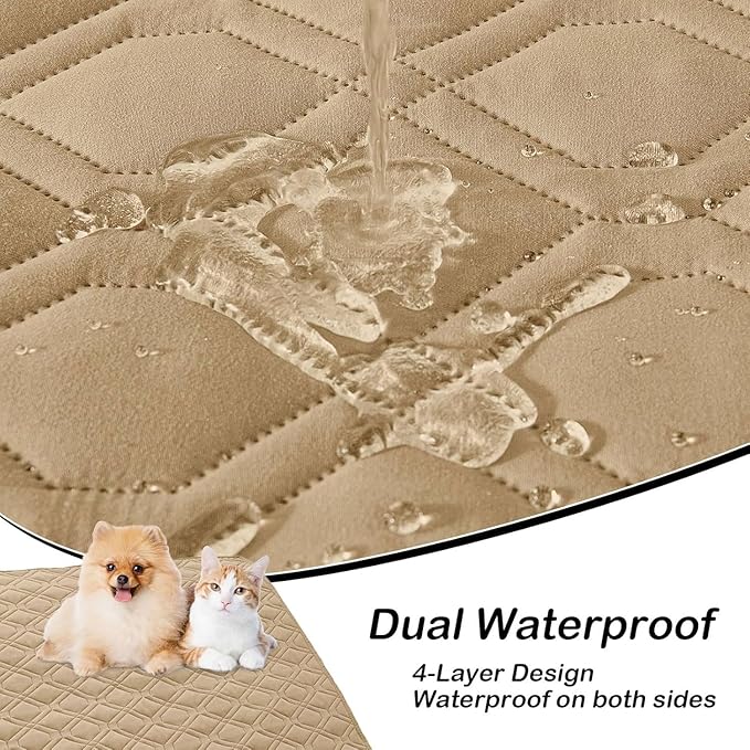 hyha Waterproof Dog Bed Blanket, Soft Pet Blankets, Waterproof Couch Cover for Dogs, Reversible Sofa Covers Washable for Furniture (40x90 Inch, Camel/Beige)