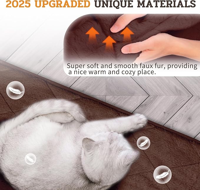NWK Fluffy Self Warming Cat Mat, Cat Blanket, Thermal Dog Mat, Washable, Non-Slip Bottom for Sofa & Crate & Kennel & Car Seat (Coffee Brown, X-Large (45'' X 28'' X 0.4''))
