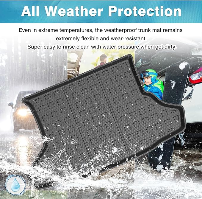 Mixsuper Custom Fit Cargo Liner for 2010-2011 Toyota Prius Base, 2012-2015 Toyota Prius Two/Three/Four/Five, All Weather Rear Cargo Trunk Mat Black