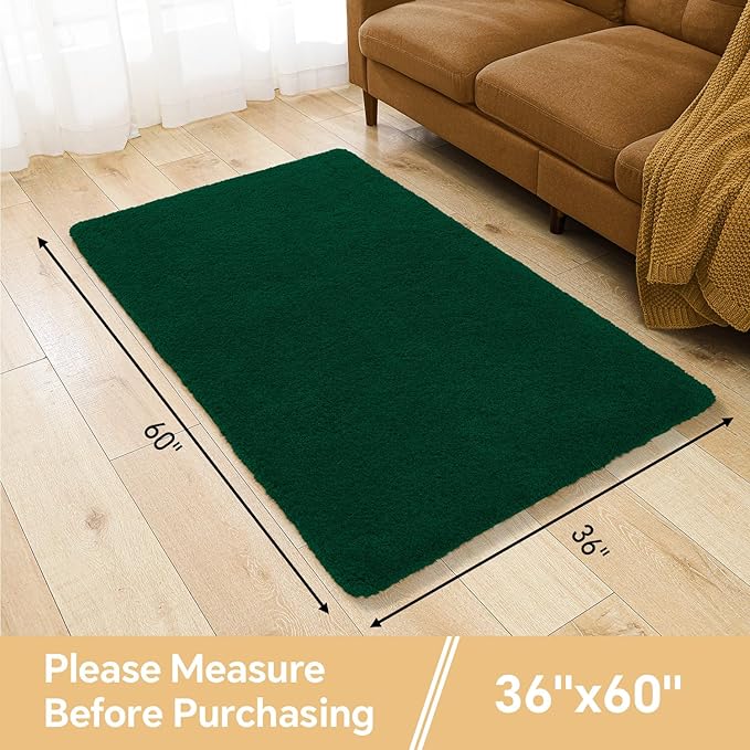 Verdant Green Bathroom Rugs 36"x60" - Extra Large Microfiber Bath Mat, Non Slip Absorbent and Washable Bathroom Rug, Plush Fluffy Floor Mat - Ideal for Spacious Bathrooms or Bedrooms