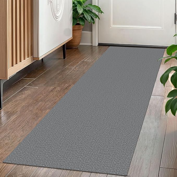 KOZYFLY Washable Runner Rug 2x5 Ft Runners for Hallways Non Slip Kitchen Rug, Braided Cotton Entryway Runner Indoor, Carpet Runners for Hallway Kitchen Entryway Bedroom, Grey