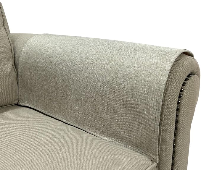 NOYOURS Couch Arm Covers, Anti-Slip Sofa Armrest Cover for Recliner, 2pc Washable Sofa Arm Covers, Dogs Cats Pet Scratch Proof Couch Arm Protectors, Beige, 20x24inch