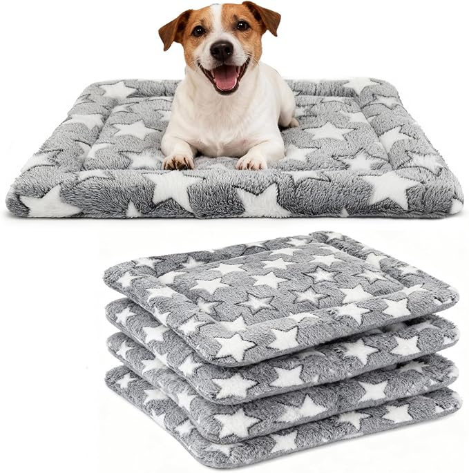 Dog Bed Mat 4 Pcs - Reversible Dog Crate Bed Mats, Soft & Breathable Kennel Pad, Durable Crate Bed for Medium Dogs & Cats