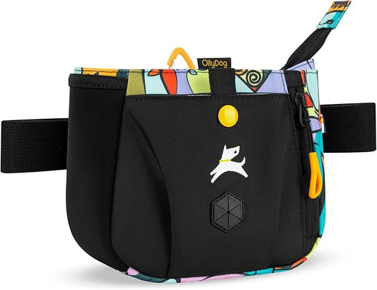 OllyDog Backcountry Day Bag | Hands-Free Dog Training Treat Pouch | Fanny/Hip Pack with Zipper Closure & Built-in Poop Bag Dispenser | Removable Waist Clip (Cloud9)