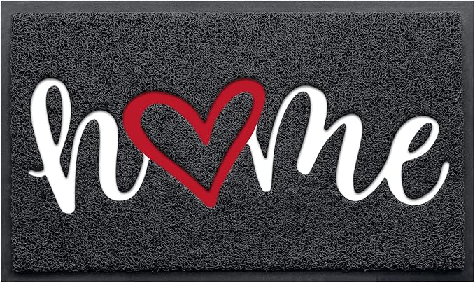 Black Door Mat Welcome Mats Home Non-Slip Doormat for Entryway Low-Profile Floor Mat for Yard, Garage, High Traffic Areas (30"x17.5", Black)