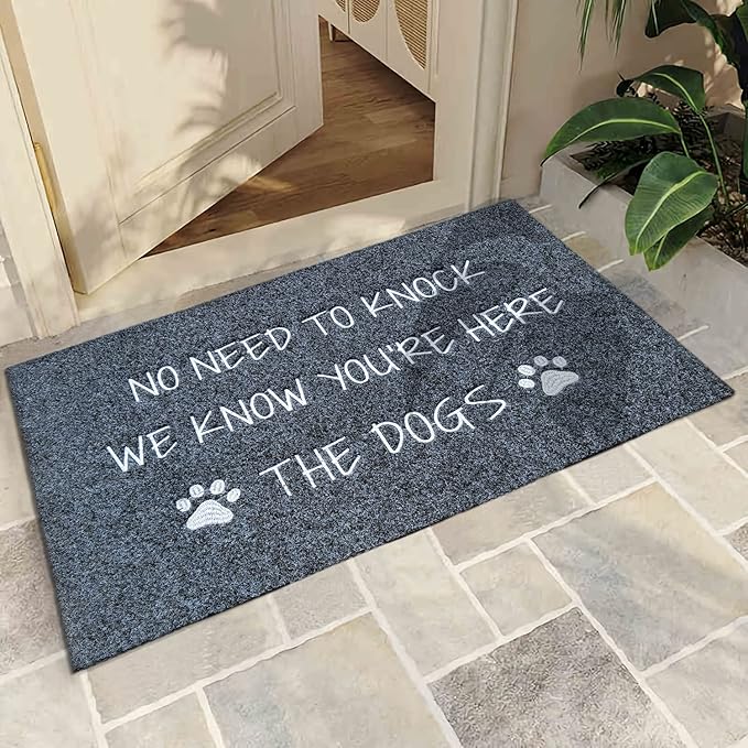 Funny Doormat Welcome Mats Dog Door Mat Rubber Doormat for Front Door, Indoor Entry Durable Door mats Outside Entryway, Do Not Knock We Know You're Here