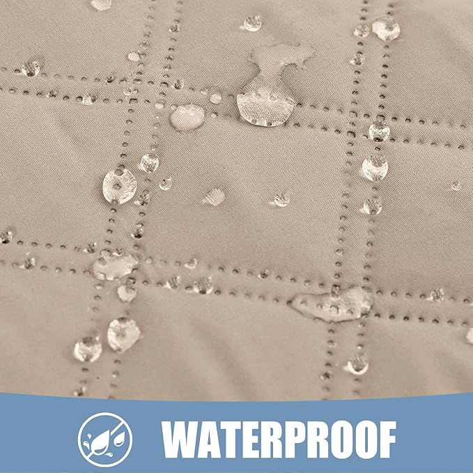 Smiry Waterproof Dog Bed Cover Pet Blanket, Soft Washable Dog Blanket for Furniture Bed Couch Sofa Reversible, Checkered (82"x102", Taupe/Beige)