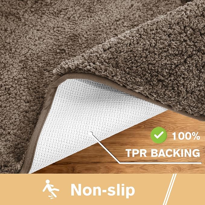 Brown Bathroom Rugs 40"x60" – Oversized Plush Non-Slip Microfiber Bath Mat, Absorbent & Washable – Ideal for Large Bathrooms or Living Rooms