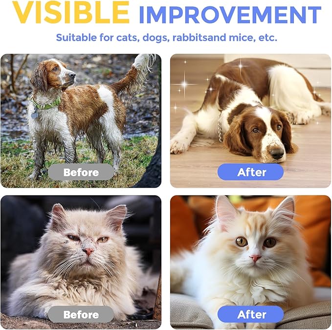 Pet Cleaning Glove Wipes for Dogs & Cats, Hypoallergenic Deodorizing Disposable No-Rinse Grooming Wipes, Wipes, Perfect for Pet Dry Cleaning, Daily Care and Travel, Coconut Scent, 8 pcs