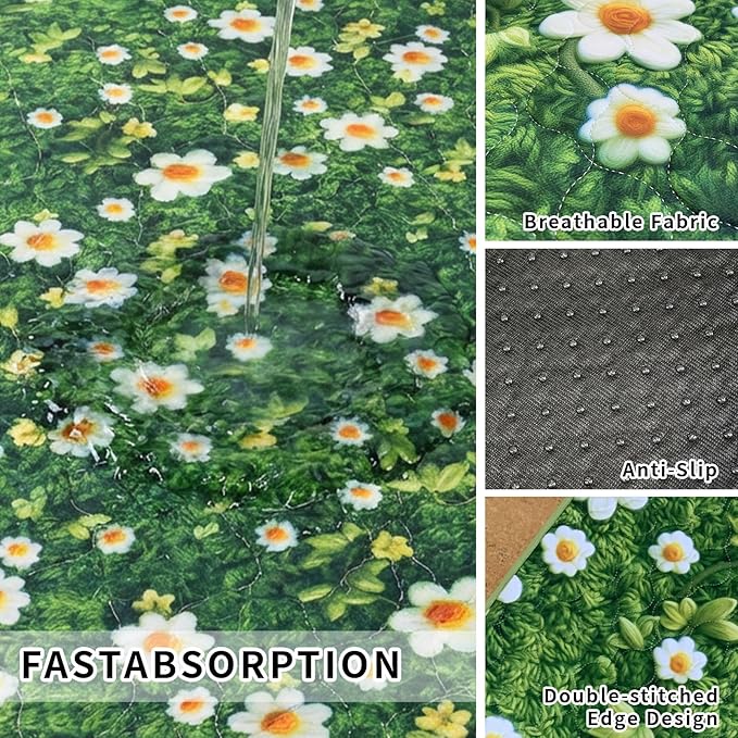 Dog Pee Pads Training Pads Upgrade Triple Thickness All-Purpose Super Absorbent & Leak-Proof, Quick Dry and Leak-Proof and Odor Control (Yellow Daisy on Green, 24" x48"x2PCS)