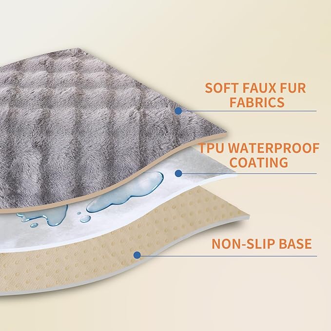 Waterproof Dog Bed Cover Non Slip Couch Cover for Dogs Washable, Dog Couch Cover Protector Faux Fur Pet Couch Covers for Sofa, Couch Covers for 3 Cushion Couch Sofa Pet Friendly (Grey)