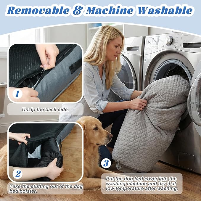 GGIB Cooling Dog Bed Mat with Bolster Pillow Washable Dog Couch Cover Breathable Summer Pet Couch Bed Protector Indoor(Medium, Cooling Grey)