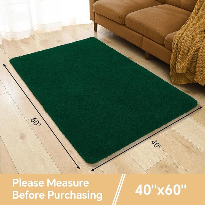 Verdant Green Bathroom Rugs 40"x60" – Oversized Plush Non-Slip Microfiber Bath Mat, Absorbent & Washable – Ideal for Large Bathrooms or Living Rooms