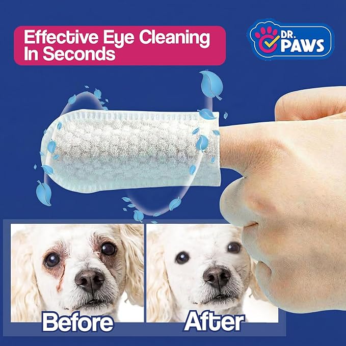 Pet Eye Cleansing Finger Wipes - Zero Irritation Formula Dog Eye Wipes, Eye Wipes for Dogs, Dog Eye Wipes Tear Stain Remover, Cat Eye Wipes, Dog Eye Wipes for Discharge & Crust