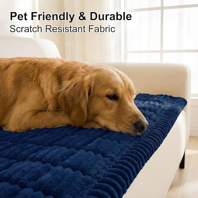 Smiry Couch Cover for Dogs, Non Slip Washable Sofa Protector for Pets, Soft Furniture Cover for Pet, Stylish Sofa Covers, Cozy Protect Against Fur, Dirt & Everyday Messes (Navy, 35.4" x 82.7")