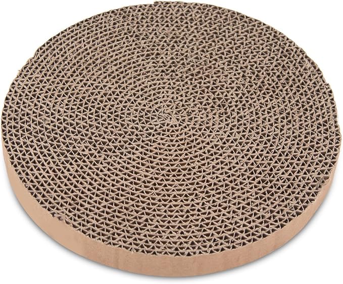 Catify Cat Scratcher Replacement Pads 5 Pack – Double-Sided Corrugated Cardboard Scratch Pad for Cats Round Cat Scratching Refill for Catify Spin n’ Scratch & Compatible Cat Scratchers for Indoor Cats