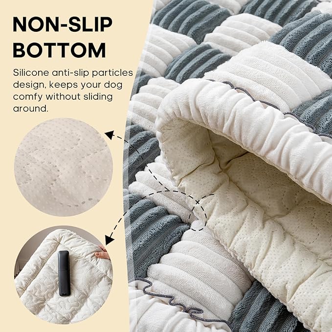 Npetrsnug Backseat Pet Bed Mat, Non-Slip Plaid Dog Bed for Car Back Seat, Flannel Backseat Dog Bed, Fit for Backseat Extenders and Trucks SUVs (Bluegrey&White, 24.8x54 inch)