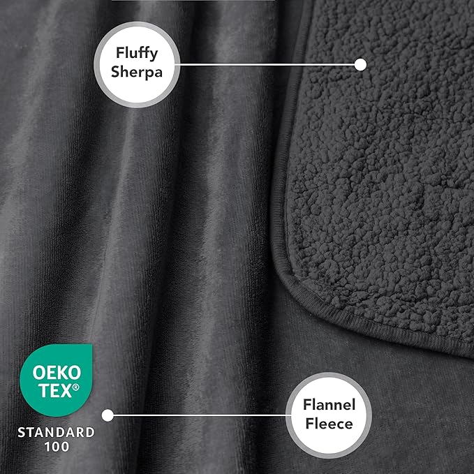 PetAmi Waterproof Dog & Cat Blanket, Pee Proof for Bed & Couch, Reversible, Soft Washable, 60x80 Gray