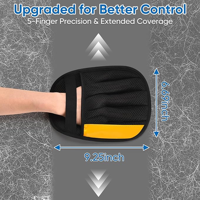 Upgraded Pet Hair Removal Glove, Electrostatic Five-Finger Reusable Pet Hair Remover for Couch, Car Seats, Clothing & Furniture, Dog Cat Fur Grooming Mitt for Laundry & Carpet